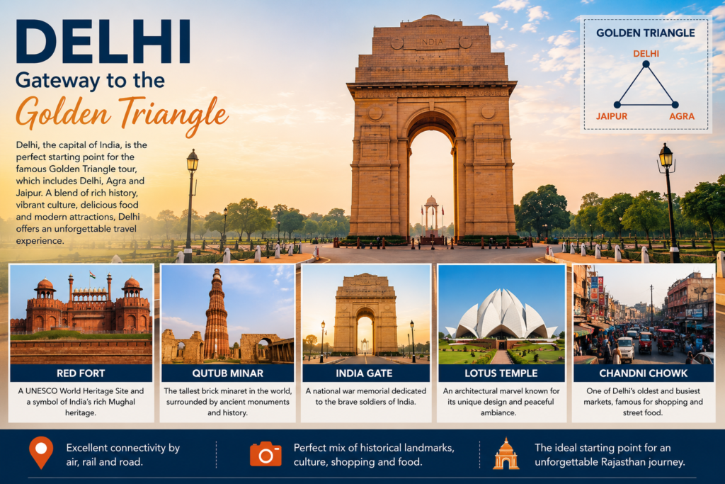 Nearby Destinations to Combine with Rajasthan,
Delhi – Gateway to the Golden Triangle,