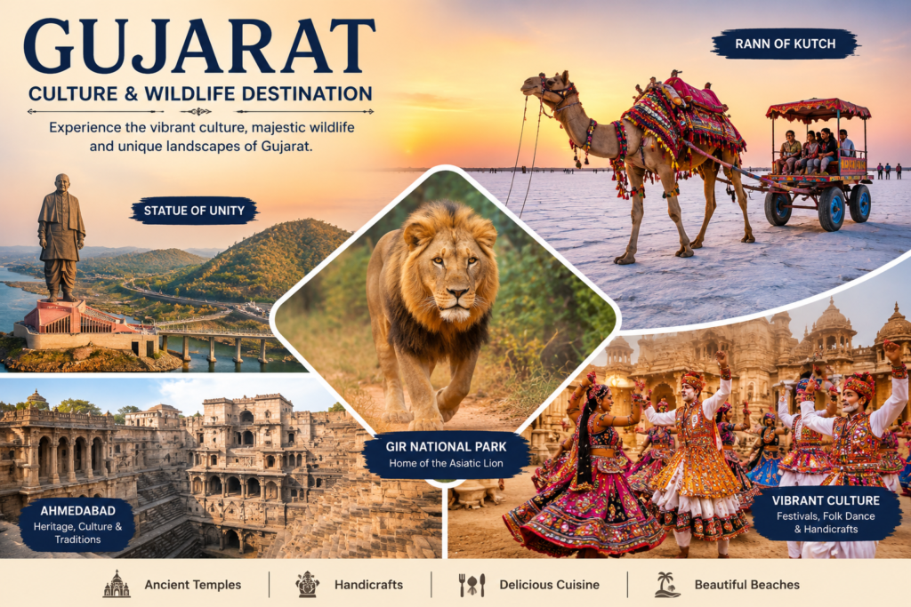 Nearby Destinations to Combine with Rajasthan,
Gujarat – Culture and Wildlife Destination,