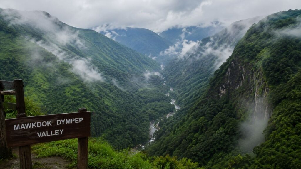 Monsoon in Meghalaya 2026,
Mawkdok Dympep Valley, Panoramic view of Mawkdok Dympep Valley with misty h,